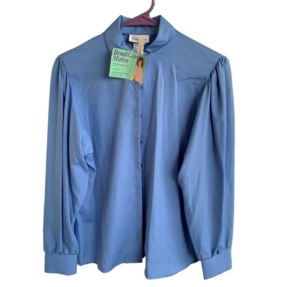 🆕 Vintage Levi’s Bend Over Mates 80s Women’s Blouse Top Size 10 Blue Pleats - Picture 1 of 10